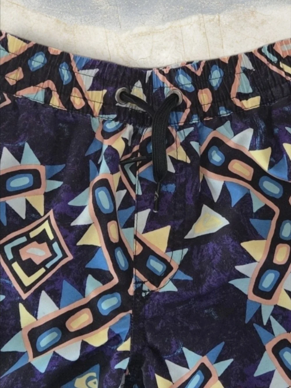 Quiksilver Geometric Pattern Swim Trunks-Multicolor-4T EUC